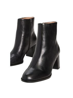 Madewell Women's Mira Side-Seam Ankle Boots Leather True Black 9.5 US NIB